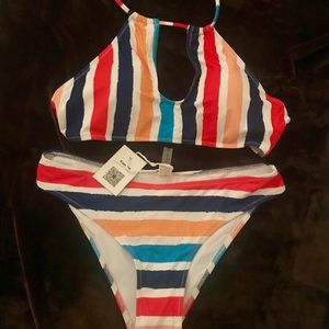 Medium Cupshe Candy Rainbow Halter Bikini Set